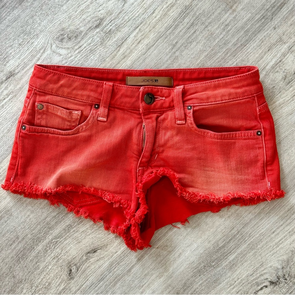 NEW JOE’S JEANS Red Ombré Cutoff Denim Jean Shorts SIZE 24 - NEW $198